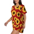 thumbnail image 2 of Picia Sunflowers On Red Pajamas Sets for Women Soft Short-Sleeved Pjs with Lounge Shorts Two Piece Sleepwear-X-Large, 2 of 9