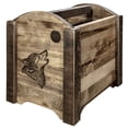 thumbnail image 3 of Homestead Collection Magazine Rack w/ Laser Engraved Wolf Design, Stain & Clear Lacquer Finish, 3 of 9