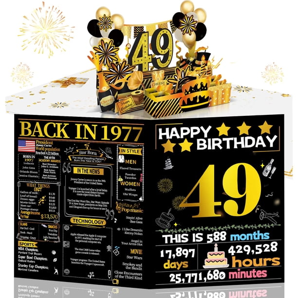 Tarjeta de cumpleaños Joycard 49th para mujeres y hombres con diseño desplegable en 3D