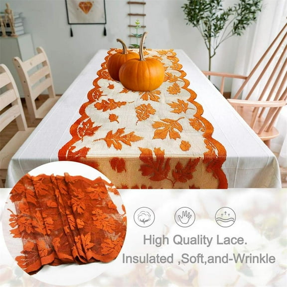 Maple Leaf Lace Table Runner Autumn Tablecloth Table Decoration for Thanksgiving Harvest Season
