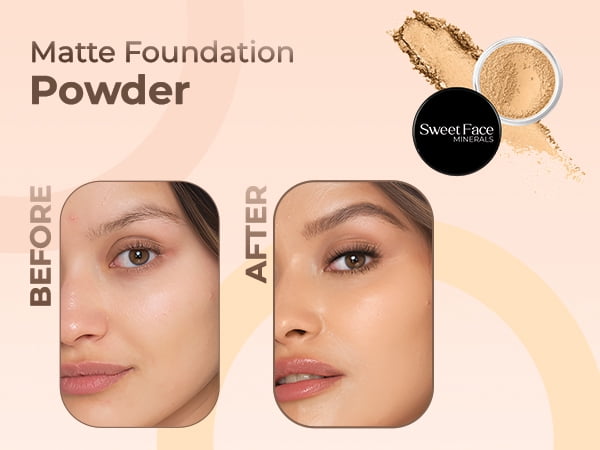 2pc FOUNDATION with KABUKI BRUSH Mineral Makeup (DEEP TAN) Matte Loose Powder Bare Face Cosmetics Full Coverage Long Lasting All Skin Types SPF 18