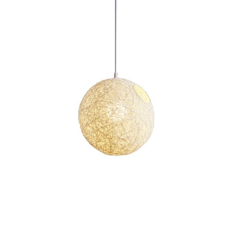 

White Bamboo Rattan Chandelier Spherical Rattan Nest Lampshade