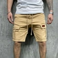 thumbnail image 2 of Ramiter Shorts for Men Mens Casual Fashion Pant Short Lace Up Seaside Printed Holiday Beach Pant Shorts Beach Casual Loose Pants Khaki,M, 2 of 5