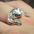 thumbnail image 3 of Anillos de rana ajustables de plata Vintage, anillos abiertos de de animales para mujer, joyería de compromiso de para pareja, D Fernando Anillos abiertos, 3 of 5