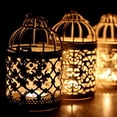 thumbnail image 3 of Metal Hollow Moroccan Lantern Candle Holder Tea Light Candle Cradle Home Room Decor(Gold), 3 of 8