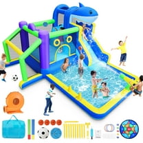 Letsgokid Water Slide Bounce House, Inflatable Bounce House for Kids Backyard Outdoor & Indoor, Jumping Bouncy Castle with Blower, Basketball Hoop, Splash Pool, Climbing Wall, Dart Game, Storage Bag