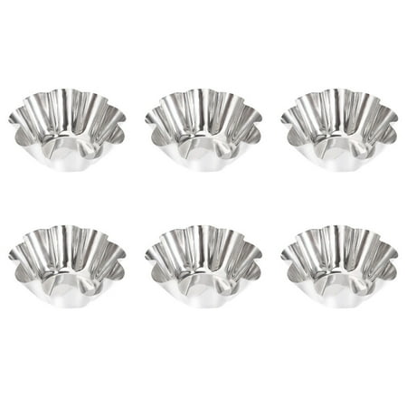 

NUOLUX 6pcs Stainless Steel Chrysanthemum Shape Egg Tart Mold Pie & Tart Baking Cup Reusable Tartlet Molds