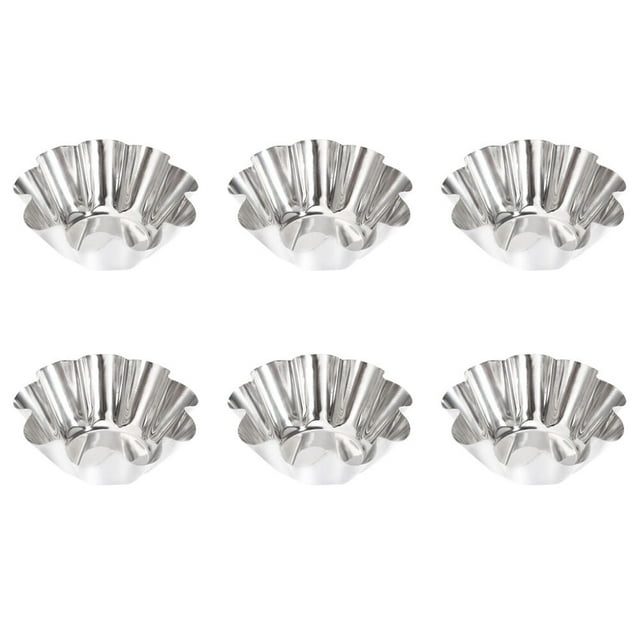 Moldes reutilizables para tartaletas de acero inoxidable con forma de crisantemo, 6 unidades