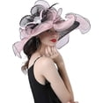 thumbnail image 4 of Organza Church Fascinator Wedding Tea Party Derby Hats for Women Flower Wide Brim Sun Hat, 4 of 5