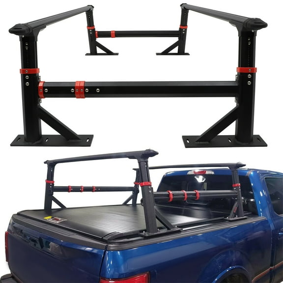 cciyu Truck Bed Ladder Rack with Side Rails for Universal Pickup Truck Overland Rack Heavy Duty Truck Bed Rack Truck Bed Rack Cargo Carrier