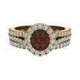 thumbnail image 3 of Champagne Diamond Wedding Ring Set for Women Cluster Diamond Halo Rings 14K Gold 0.90 CT TW, 3 of 4