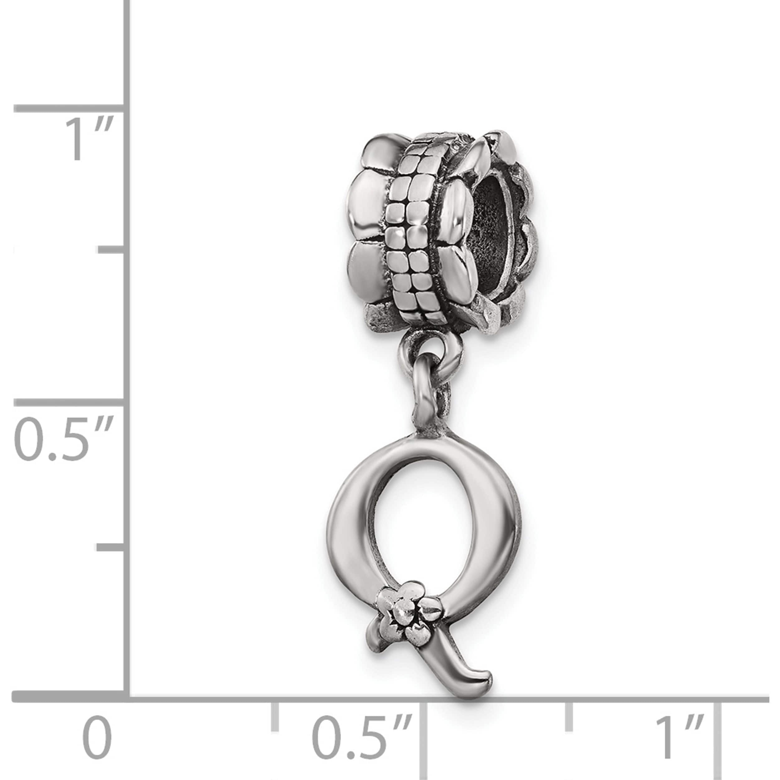 Sterling Silver Reflections Letter Q Dangle Bead (19.09 X 8.18) Made In Thailand qrs1400q