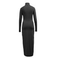 thumbnail image 5 of Conairie Bodycon Dresses for Women Solid Color Crew Neck Slim Elegant Long Sleeve Dress Comfort Spring Fall formal Dresses Black L, 5 of 5