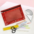 thumbnail image 5 of Pencil Pouch for 3 Ring Binder, Bulk 2 Pack Zipper Pencil Pouch, Clear Window Pencil Case for Binder, Binder Pencil Pouch, Pencil Bag with Zipper, Office Supplies, Red, 5 of 9