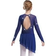 thumbnail image 4 of iixpin Kids Girls Sparkly Lyrical Dance Dress Figure Ice Skating Ballet Skirted Leotard Competition Dancewear Navy Blue 12, 4 of 7
