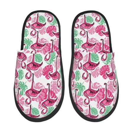 Balery Flamingo Slient Indoor Furry Fleece Comfort House Shoes Soft Non-Slip Home Shoes Cotton slippers House Slippers-- Large