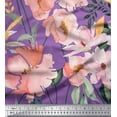 thumbnail image 2 of Soimoi Purple Poly Georgette Fabric Leaves & Magnolia Floral Fabric Prints By Yard 52 Inch Wide, 2 of 5