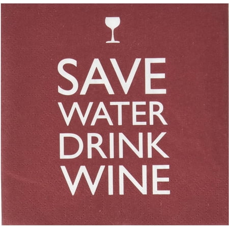 Paperproducts Design 20-Pack Save Water Drink Wine Paper Cocktail Napkins