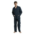 thumbnail image 4 of GLOBAL Conjunto de Pijama de Tejido Liso de Manga Larga para Hombre, Ropa de Dormir de Algodón, Ropa de Dormir Cómoda, Azul Marino y Cuadros Negros M, 4 of 6