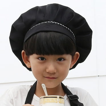 Raindrops Children Chef Hat Made of Fabric for Baking and Cooking Adjustable Comfortable Wear Black