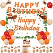 Red Panda Party Decorations Red Pandas Happy Birthday Backdrop Banner Cake Topper Orange Reds Balloons Pandas and Bamboo Decor for Boys Girls Cute Animal Theme 1st 2nd 3rd Birthday Party Supplies