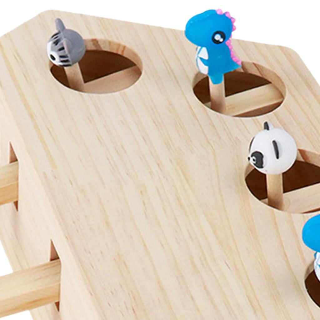 Interactive Toy Wooden Solid Game Box Puzzle Toy for Indoor Cats Mice - 5 Holes