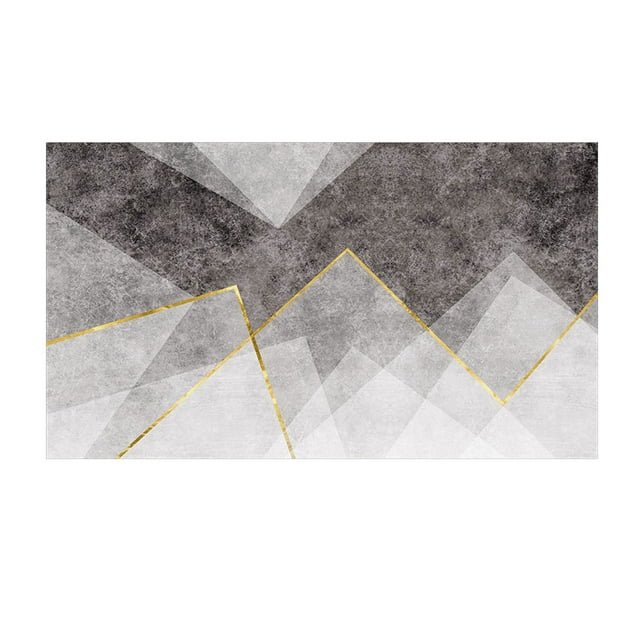 Geometric Low-Pile Area Rug - Microfiber Washable Floor Carpet for Living Room & Bedroom