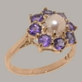 thumbnail image 2 of LBG British Made 18k Rose Gold Cultured Pearl & Amethyst Womens Statement Ring - 33 size options - Size 5, 2 of 6