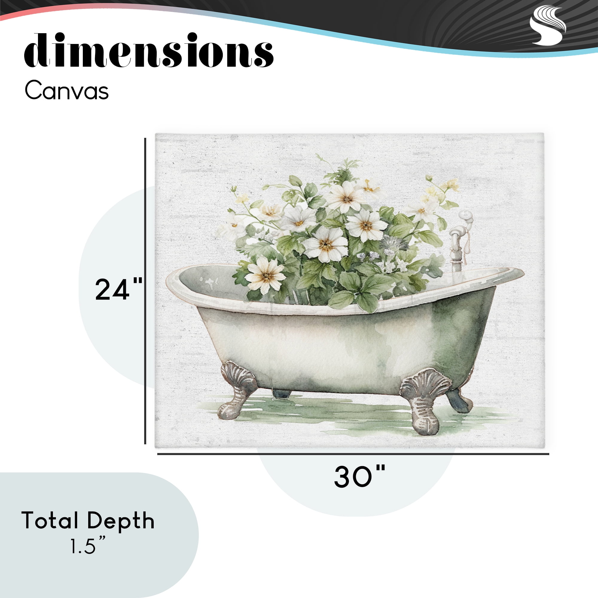 Boho Tub with Daisies Canvas Wall Art, design by Lettered and Lined