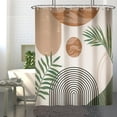 thumbnail image 2 of 72" x 72" Boho Mid Century Leaf Shower Curtain,Arch Sun Design,Minimalistic Leaves Pattern,Waterproof and Luxurious Chocolate Fabric-12 Hooks,Sage Green, 2 of 6