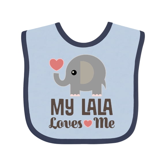 Inktastic My Lala Loves Me Grandkids Elephant Boys or Girls Baby Bib