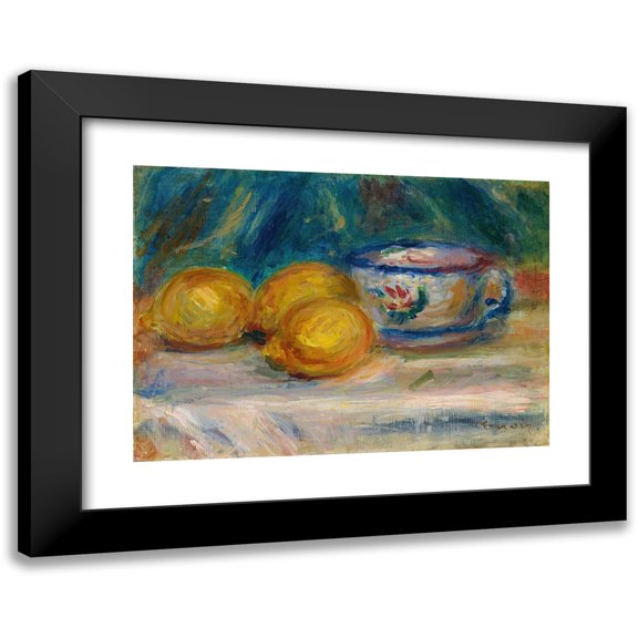Pierre-Auguste Renoir 14x11 Black Modern Framed Museum Art Print Titled - Still Life, Three Lemons and a Cup (circa 1895)