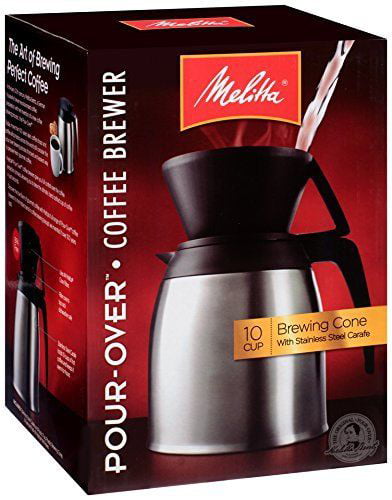 Melitta Coffee Maker, 10 Cup Pour- Over Brewer with Stainless Thermal  Carafe, 2 Pack
