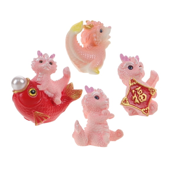 HONITANO 4Pcs Chinese Dragon Statue Resin Mini Dragons For New Year Celebration Home Decor