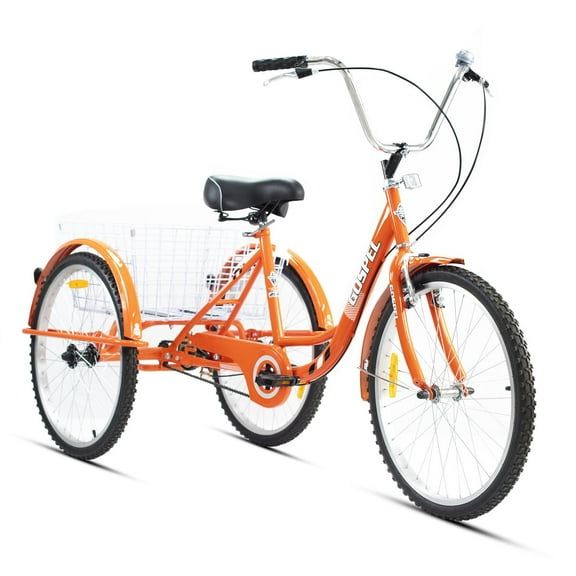 Bicicleta Urbana Gospel Tricicleta Rodada 24 Naranja con Canasta PL7001-NAR