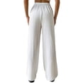 thumbnail image 4 of Women'S Wide Leg Beach Pants Elastic Waist Light-Weight Flowy Palazzo Lounge Trousers with Pockets White M, 4 of 9
