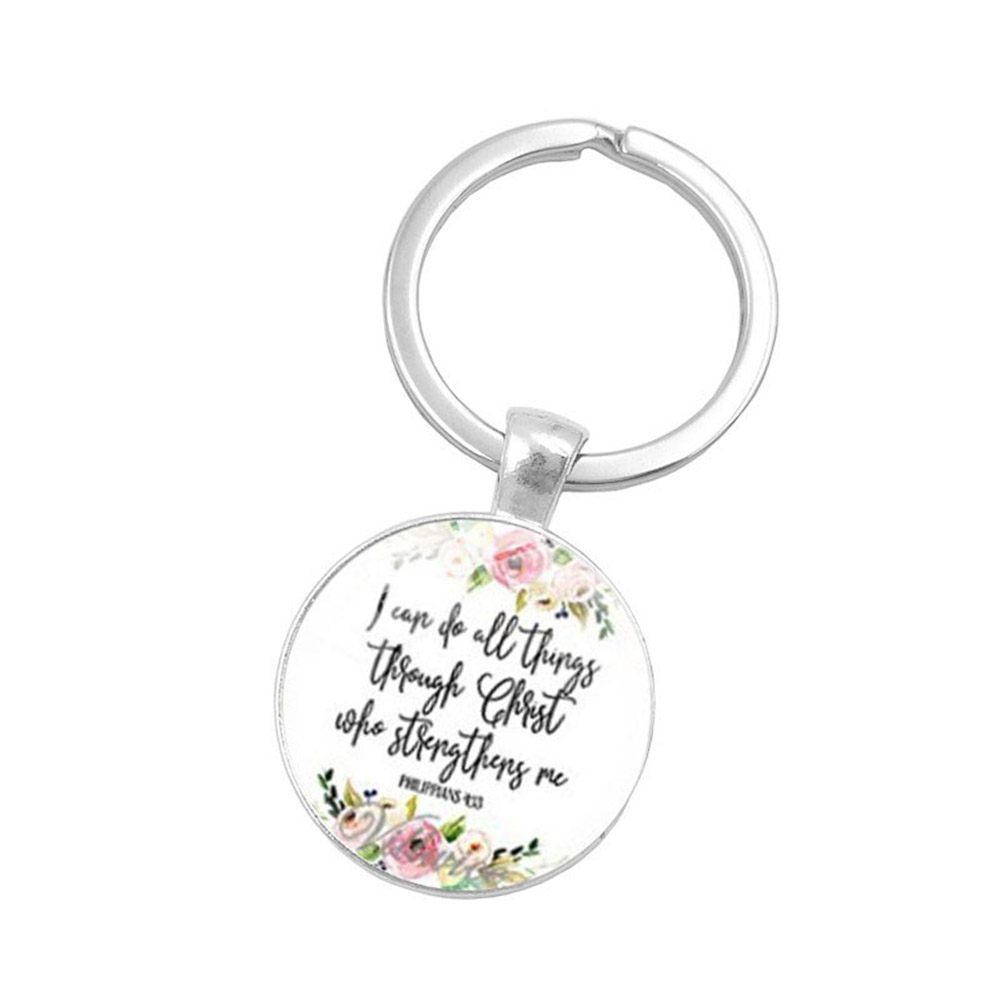 Bible Verses Key Chain Glass Dome Pendant Key Chain Jewelry Faith