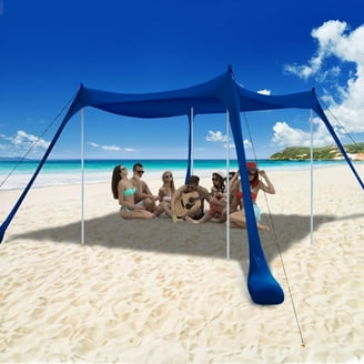 SUN NINJA 7x7.5 Outdoor Pop Up Beach Tent With Shovel, Pegs
