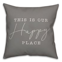 Creative Products Happy Place Gray 16 x 16 Indoor / Outdoor Pillow