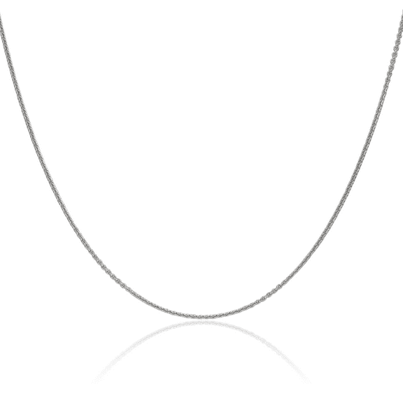 18K Solid White Gold 1.5mm Cable Rolo Link Chain Belcher Necklace