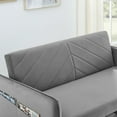 thumbnail image 2 of MH Grey Velvet Sleeper Sofa Bed w/USB, 3-in-1 Adjustable Pull-Out Couch, High-Density Foam, 2 Lumbar Pillows, Side Pocket - Perfect for Living Room & Bedroom, 2 of 11