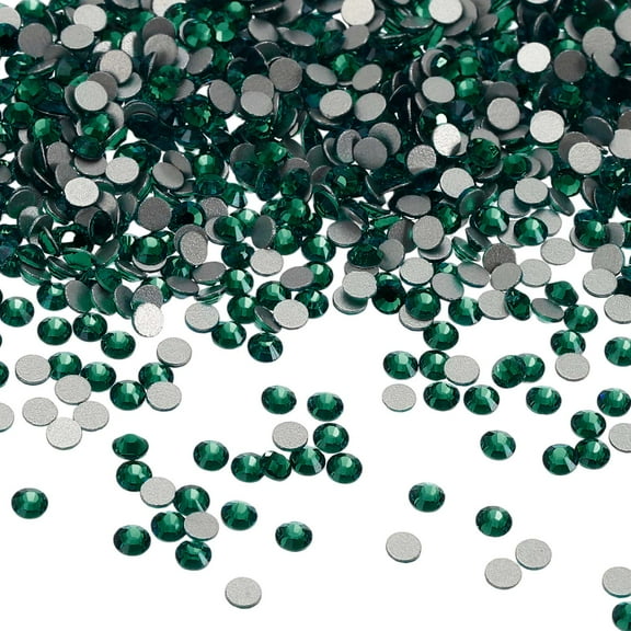 Uxcell SS10 Round Flatback Rhinestones 2.7-2.9mm Crystal Glass Gems Diamonds for DIY Crafts Clothes Shoes Nail Art Decoration, Dark Green 2880Pcs