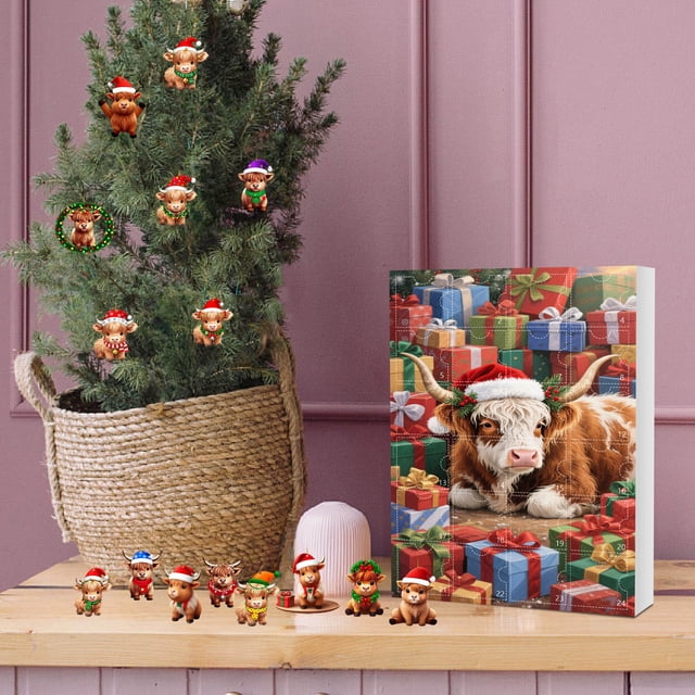 Home Decorate 2025 Holiday Advent Calendar Collectible Cattle Commemorative Countdown Set for Festive Cheer