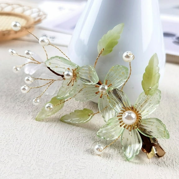 Flower Hair Clips For Women and Girls - Chinese Hanfu Hair Accessories - Rhinestone, Pearl Hairpins