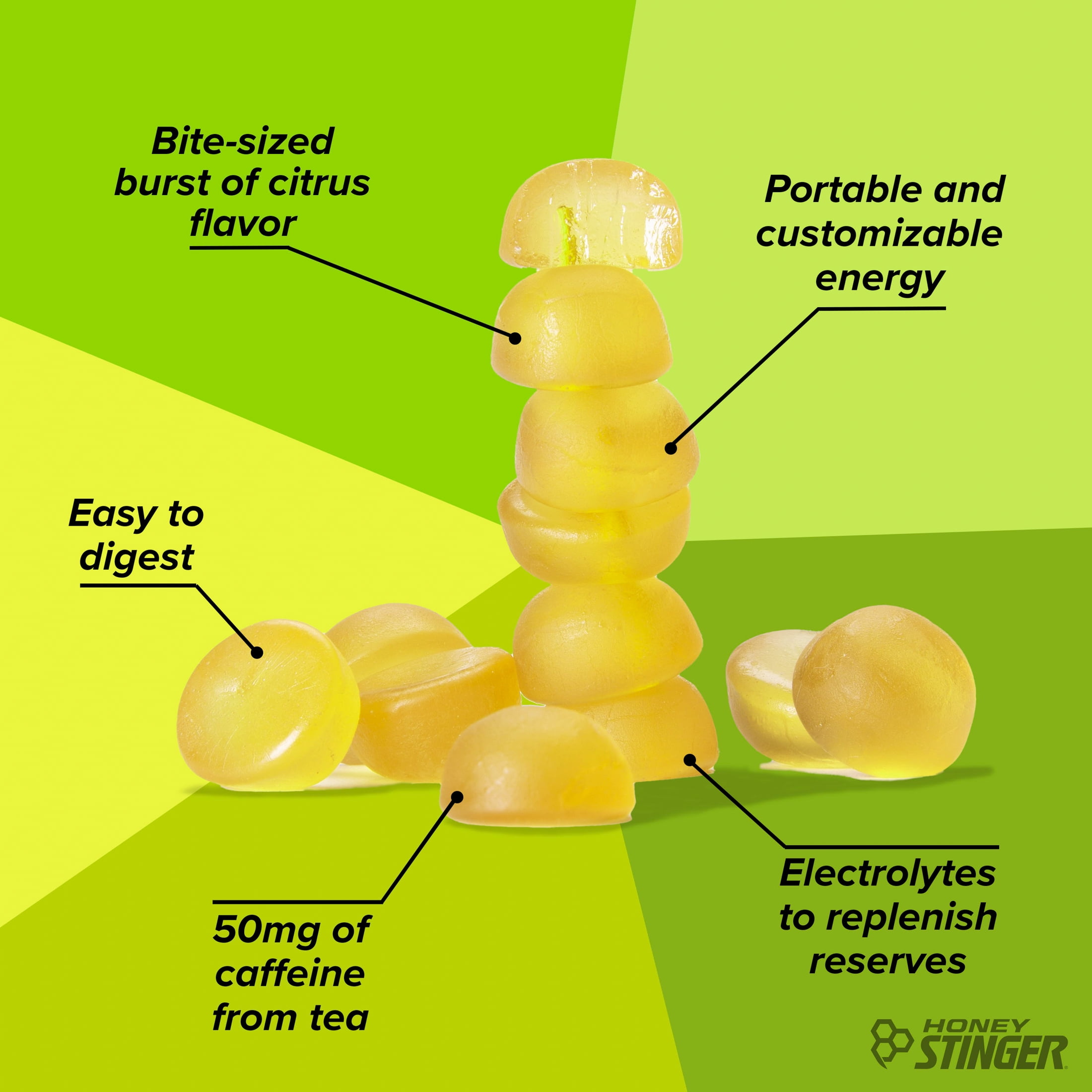 Honey Stinger Organic Gluten-Free Caffeinated Energy Chews, Stingerita Lime, 1.8 oz, 1 count