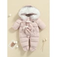 thumbnail image 3 of Infant Baby Winter Snowsuit Coat Warm Romper Outwear Hooded Puffer Jacket Footie Jumpsuit, 3 of 9