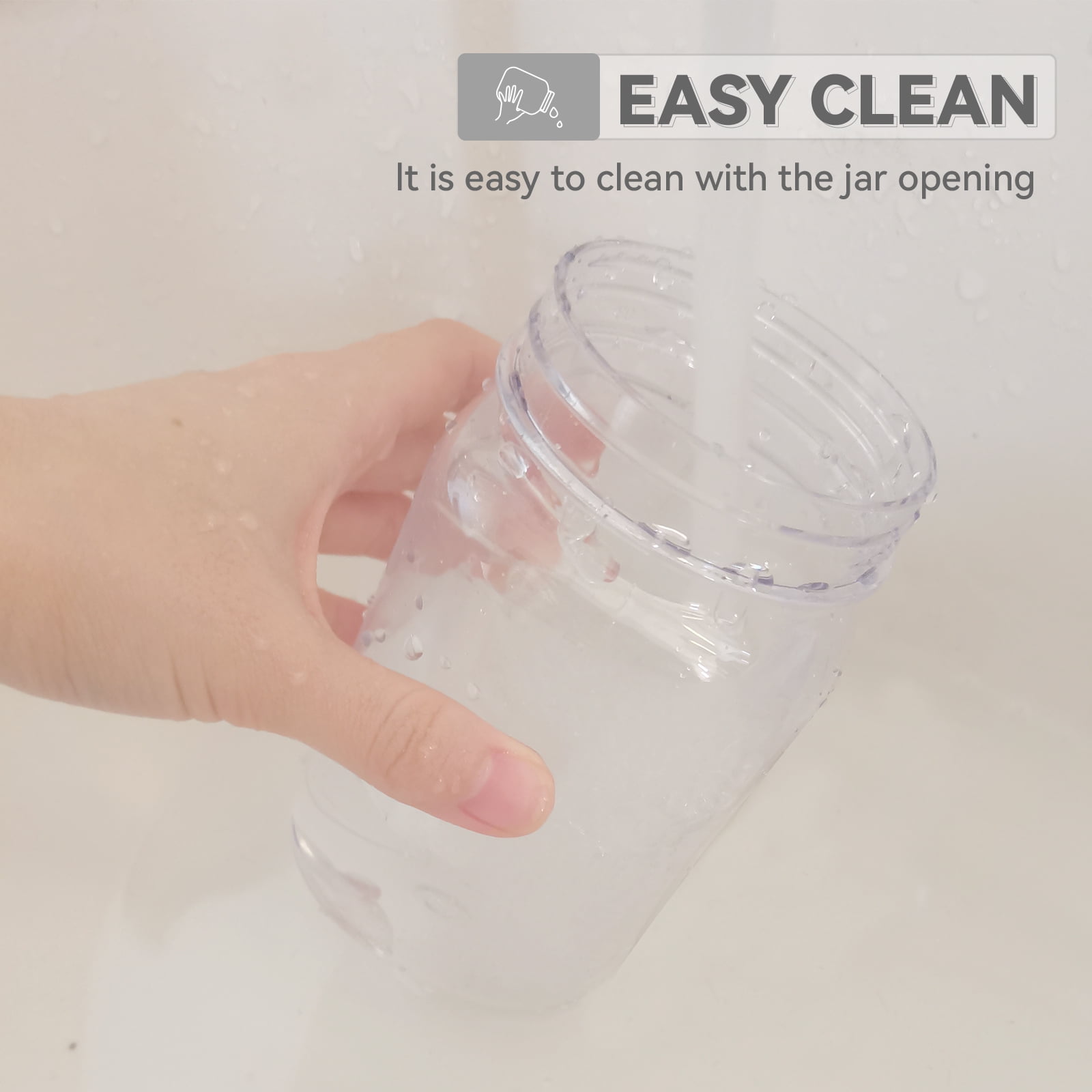 Novelinks 16 Ounce Clear Plastic Jars with Black Lids - Refillable Round Clear &