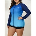 thumbnail image 5 of Charmo Womens Plus Size Long Sleeve Rash Guard Top Zipper Sufing Swim Shirt, 5 of 7