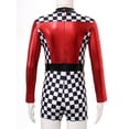 thumbnail image 5 of TiaoBug Kids Girls Race Car Racer Costume Kids Long Sleeve Checkerboard Print Jumpsuit Dancewear Red 10, 5 of 7