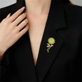 thumbnail image 2 of Elegant Sunflower Rhinestone Flower Brooch for Women Gold-Toned Crystal Leaf Daisy Blossom Brooches Lapel Pins Dainty Dress Accessories Wedding Valentine Jewelry, 2 of 12